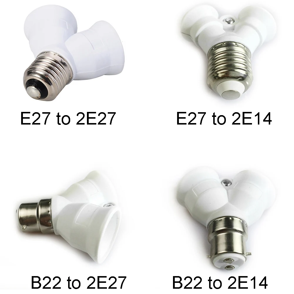 E27 на 2 E27 светильник адаптер лампы конвертер E27 на E14, B22 на E14, B22 на E27 светильник патрон патрона адаптер 2 способ сплиттер