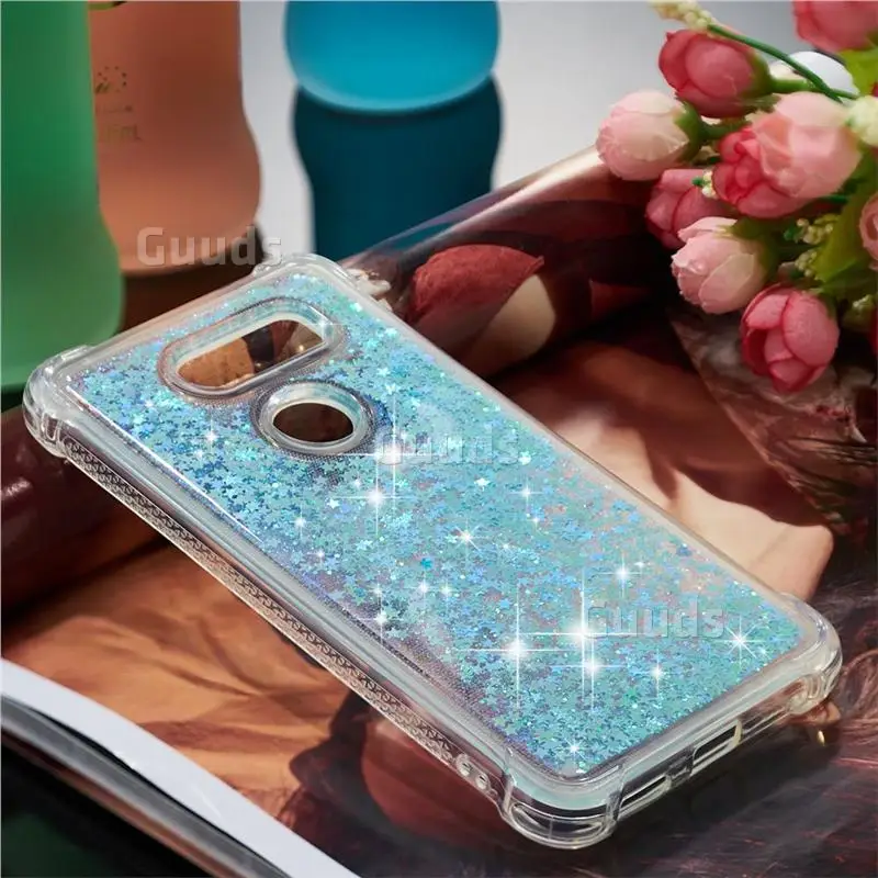 Dynamic Liquid Glitter Sand Quicksand TPU Case for LG V30 - Silver Blue Star