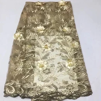

Nigerian Lace Fabrics For Wedding 2017, African French Lace Fabric High Quality 3D Lace, Grey Lace Applique LUOMN