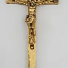 Полимерный Крестик с распятием античный золотой отделкой религиозная фигура Крестик с распятием Статуэтка 11*4,8*1,4 дюймов SY-1004G