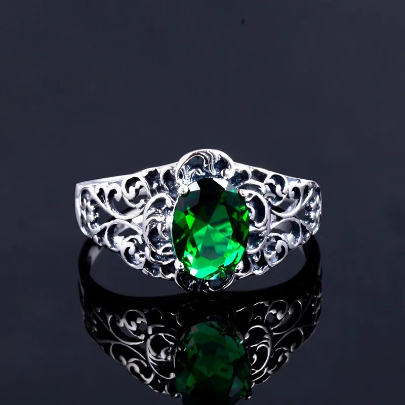 Szjinao модное Изумрудное Ювелирное кольцо Bohemia Oval Cut Princess Diana обручальные кольца для женщин 925 пробы