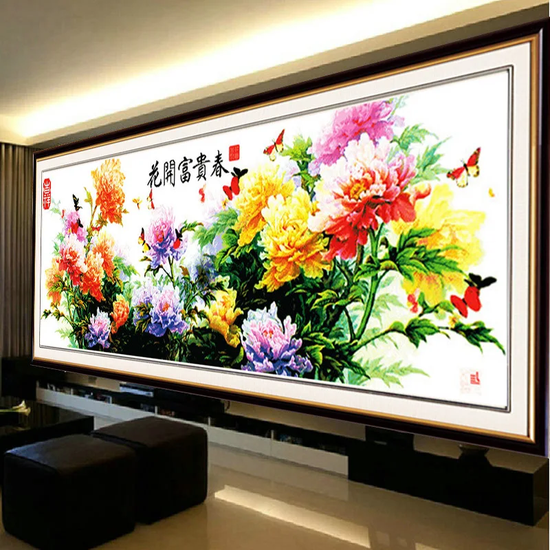 

Needlework DIY Cross Stitch Sets for Embroidery Painting Home Decor Counted Cross-Stitch Patterns Kits Peony Flower 11CT