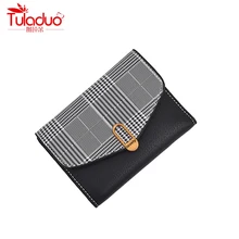 

Fashion Plaid Short Wallets For Women High Quality PU Leather Mini Ladies Clutch Wallets Famous Brand Purses Women Wallets 2018