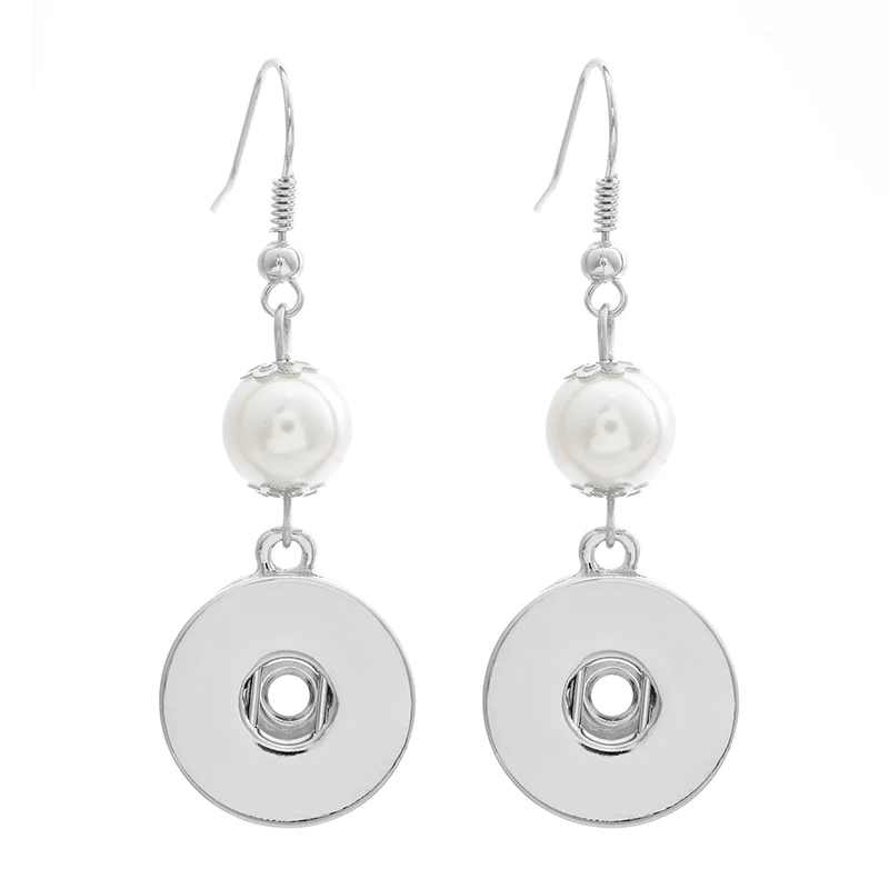 

Bead Drop Earring fit 18mm/20mm DIY Snap Buttons 5 Styles Silver Snap Pendant Earrings Jewelry Accessories NE004