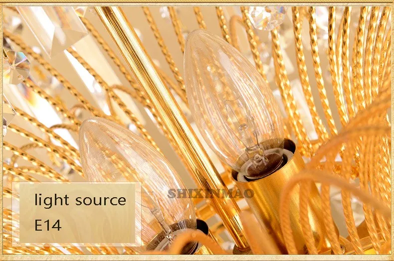 Pingente de Cristal de Luxo Sala de Estar Sala de Jantar Lâmpada Shixnimao Crys Estilo Europeu Quarto Nova Champagne Cristal 21 Lâmpada SHIXNIMAO crys Estilo Europeu pingente de