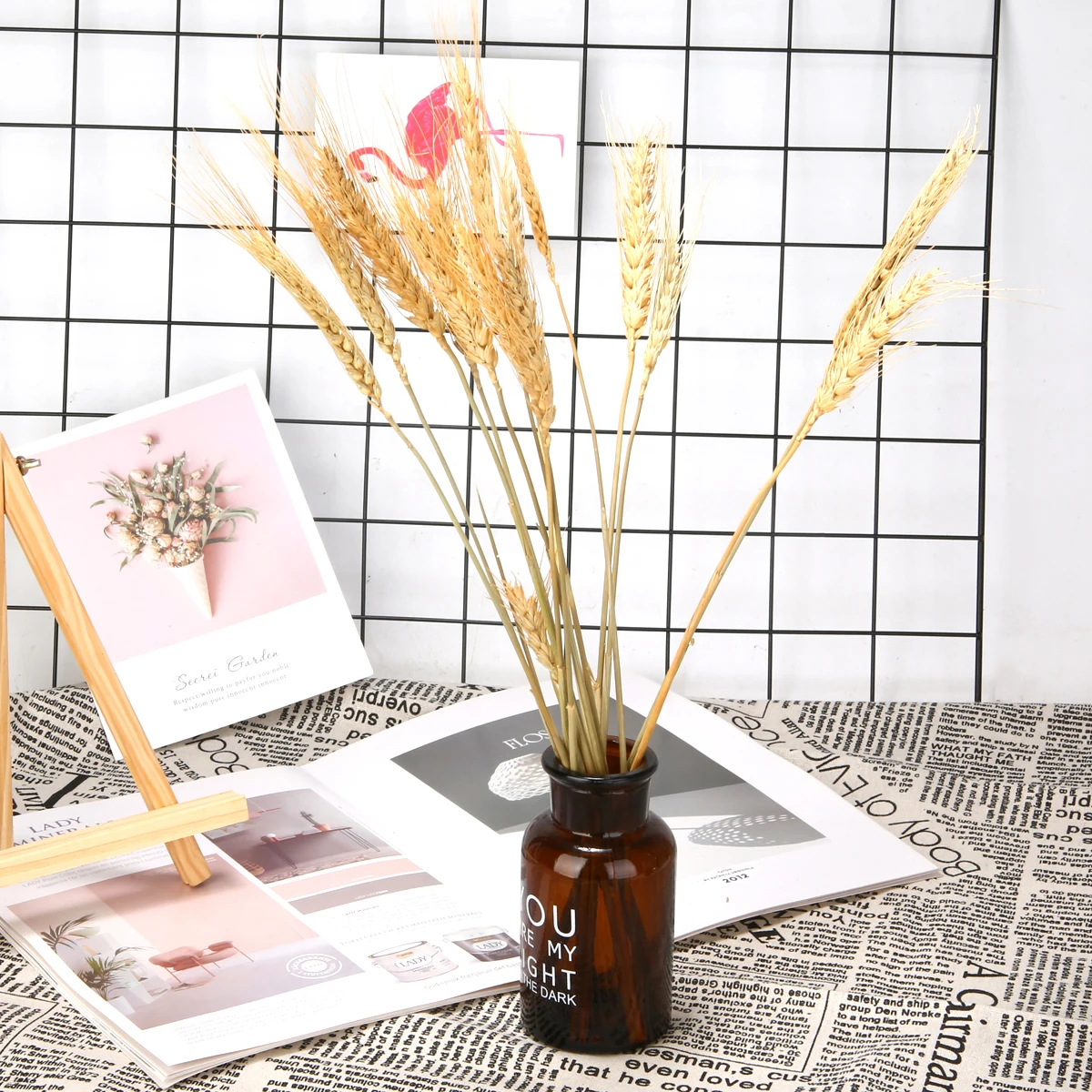 15 branches Wheat Dried Wheat Ear Bouquet Wedding Decoration DIY Photo Prop Living Room Decoration Plant