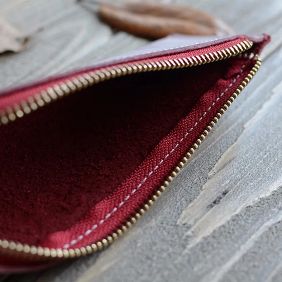 1pc  Leather Zipper Pen Pencil Bag Case Holder Storage Sleeve Pouch 217*63mm