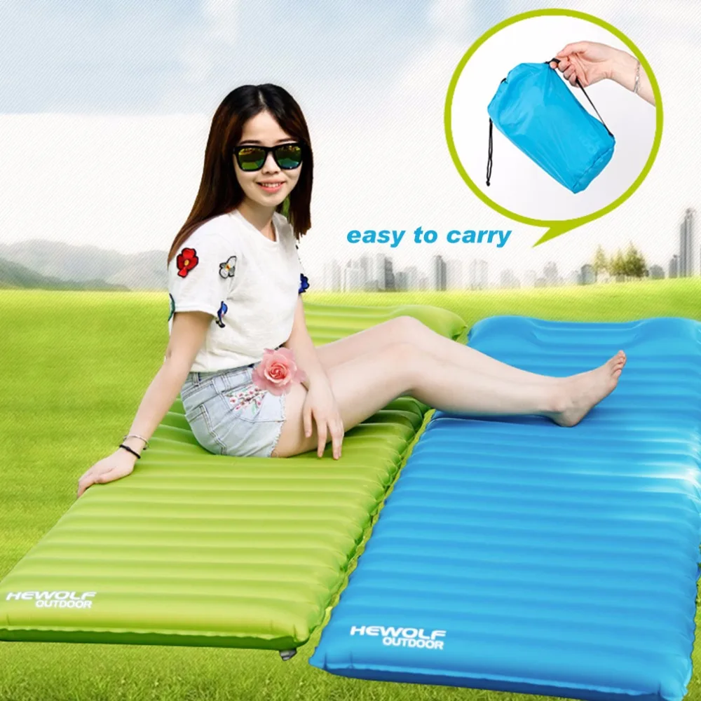 

Hewolf 1 person Inflatable Camping Mat body thickening Waterproof Air Mattress Outdoor Folding Sleeping Pad Picnic Cushion