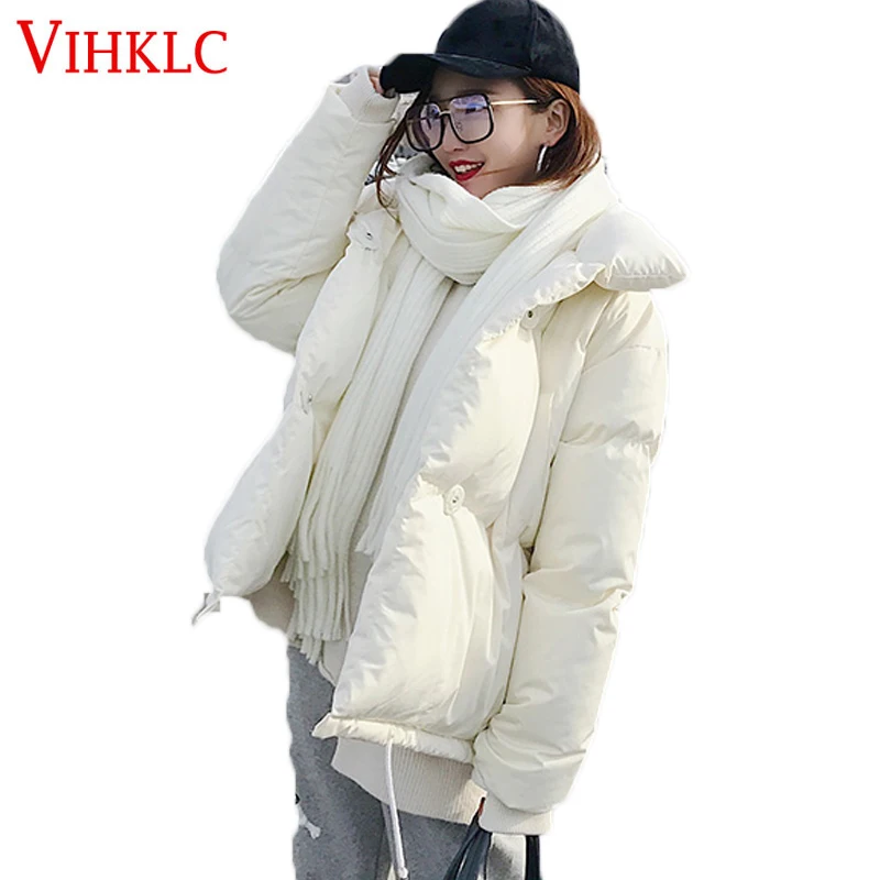 

Loose Cotton Women's Winter Jacket 2018 New White Short Bread Service Korean Students Thickened Down Cotton Clothes X363
