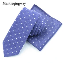Mantieqingway хлопчатобумажный галстук комплекты носовых платков для мужчин в горошек печатных узкий галстук свадьба Gravatas шеи галстуки Hanky набор