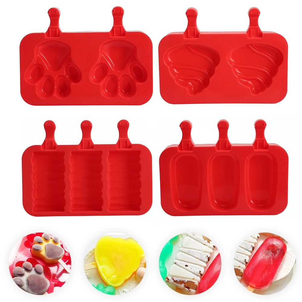 DIY Silicone Ice Cream Mold Reusable Ice Cubes Tray Frozen Popsicle