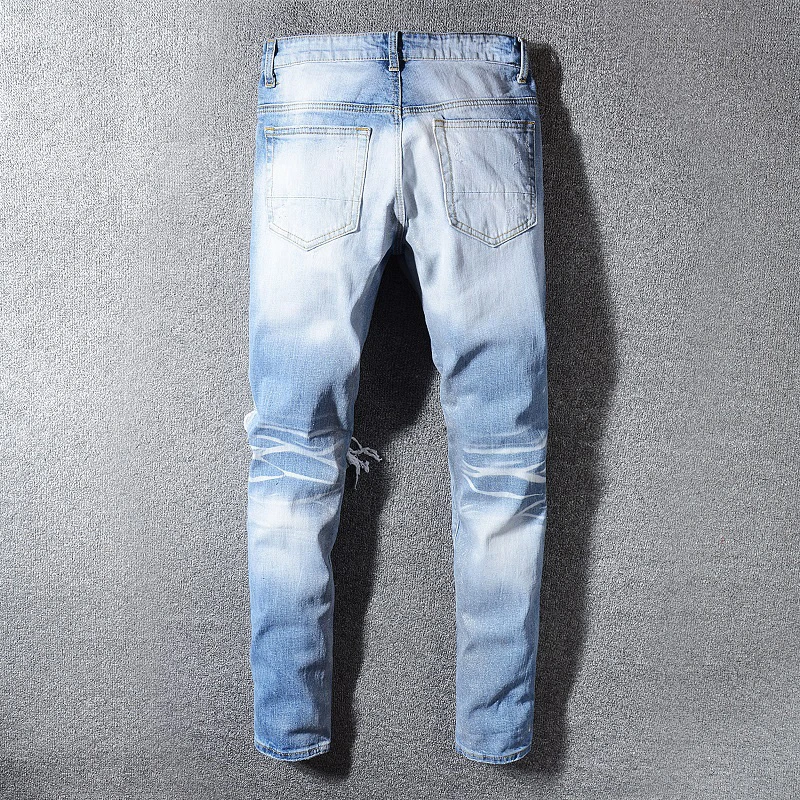 Sokotoo мужские светло-голубые с разрезами узкие Стрейчевые джинсы обтягивающие потертые джинсовые брюки длинные брюки высокого качества