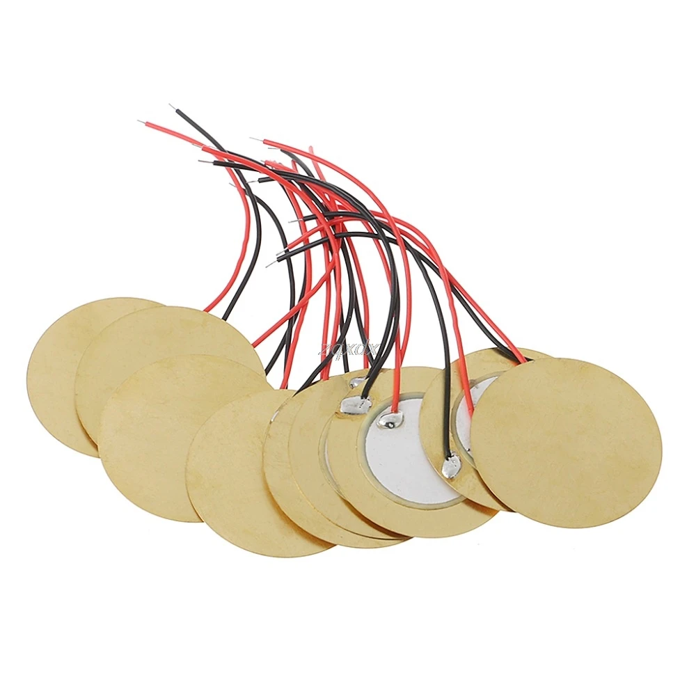 Piezo Elements Buzzer Sounder Sensor Trigger Drum Disc wire copper 10pcs piezo elements buzzer