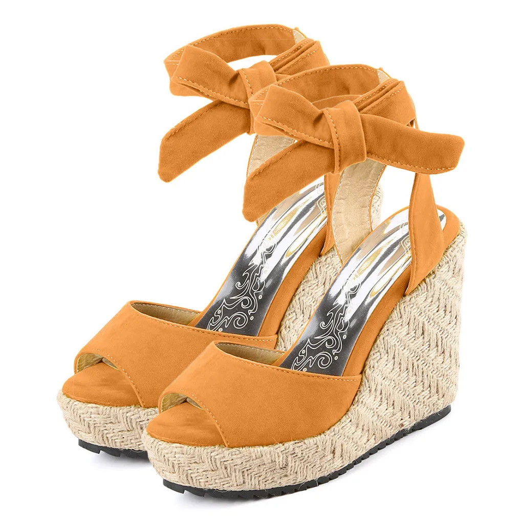 CHAMSGEND/повседневная женская обувь на платформе; Туфли на танкетке с открытым носком и ремешками; обувь в римском стиле с пряжкой; Повседневные Удобные уличные сандалии - Цвет: Темный хаки