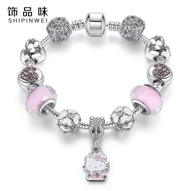 925 Silver Kitty Cat Charm Bracelet Fit Original Bangle 925 Silver Kitty Cat Charm Bracelet Fit Original Bangle Murano Gl Beads For Women