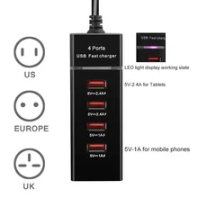 Универсальный usb-хаб, 4 порта usb, адаптер для быстрой зарядки, настенное зарядное устройство, штепсельная Вилка для телефонов, планшетов EM88