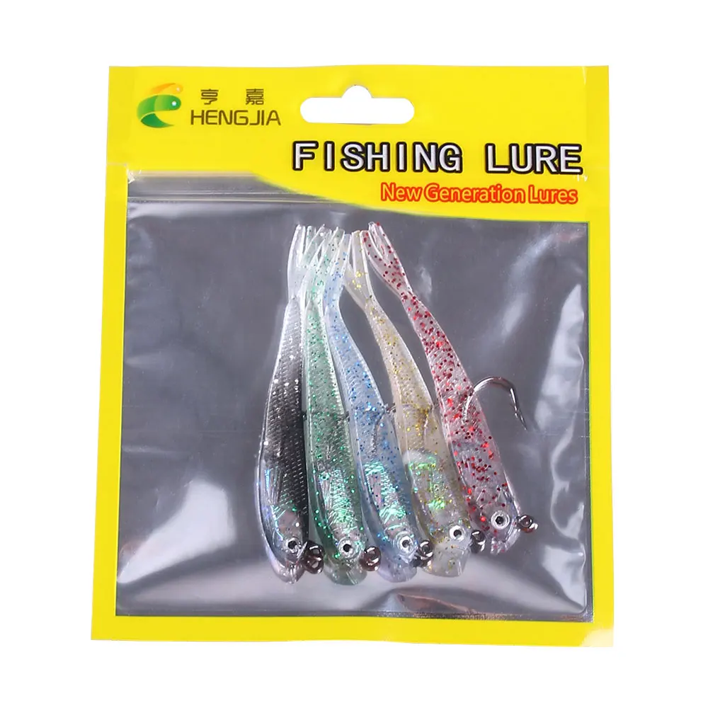 

HENGJIA 5pcs/lot 7.5cm 5.5g Soft Lure Wobblers Artificial Bait Silicone Fishing Lure Sea Bass Carp Fishing Lead Spoon Jig Lures
