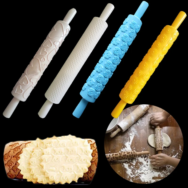 Pattern Carved Plastic Rolling Pin Non Stick Fondant Pattern Carved Plastic Rolling Pin Non Stick Fondant