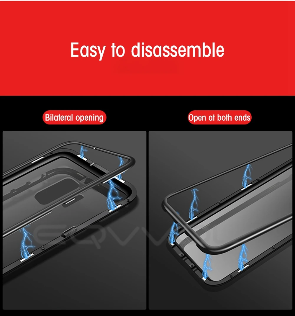 Eqvvol Магнитный адсорбционный металлический чехол для samsung Galaxy S9 S8 Plus S7 Edge закаленное стекло задняя Магнитная Крышка для Note 8 9 чехол s