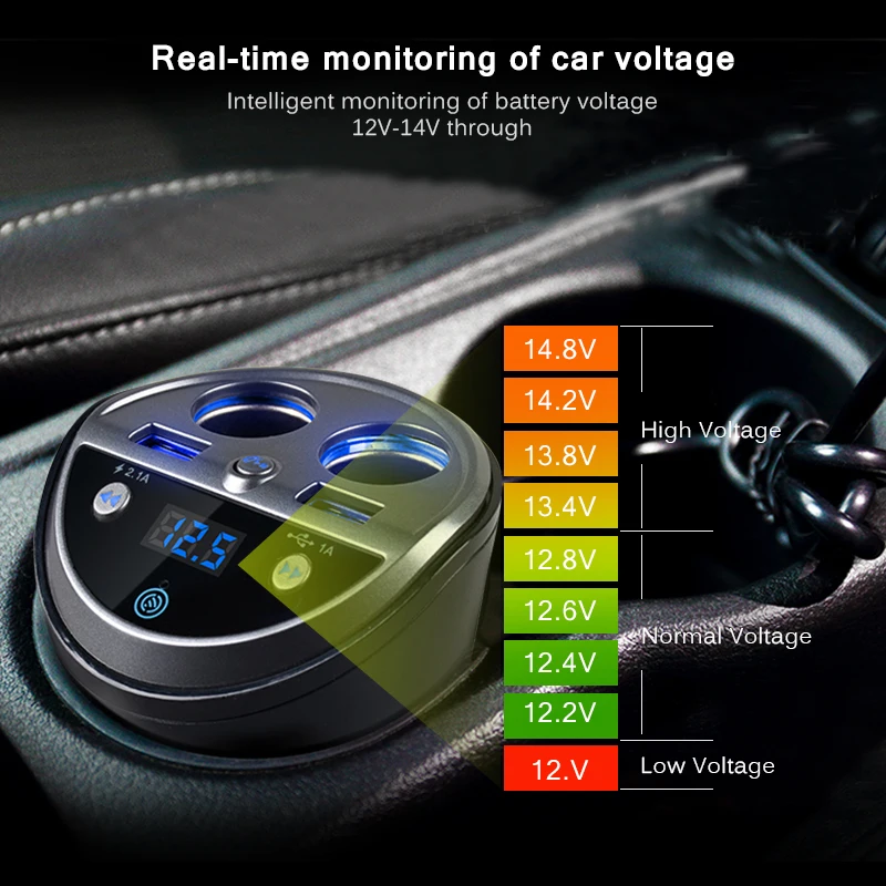 ANLUD Bluetooth FM Transmitter Modulator 5 In 1 Cigarette Lighter Dual USB 2.1A Car Charger Hands-Free Car Accessories