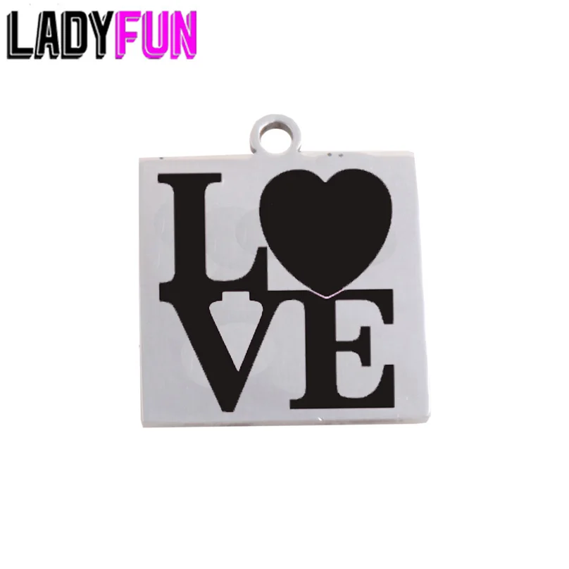 

Ladyfun Customizable Stainless Steel Charm LOVE Pendant Heart LOVER Charms For DIY Jewelry Making
