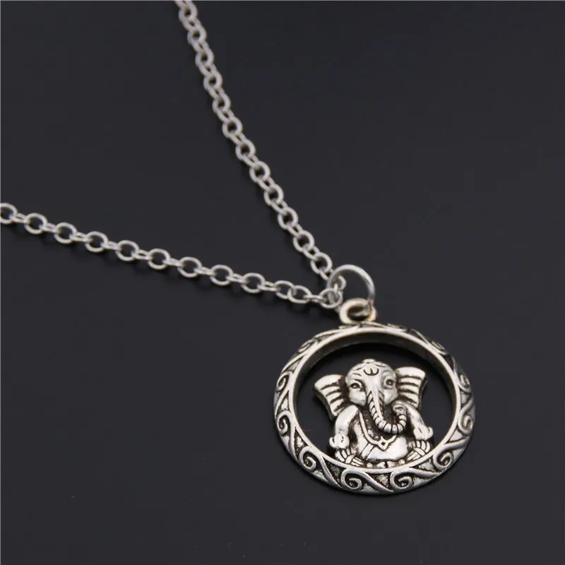 

1pc Ganesha Buddha Elephant Pendants Round Cross Chain Short Long Mens Womens Silver Necklace Jewelry Gift E249