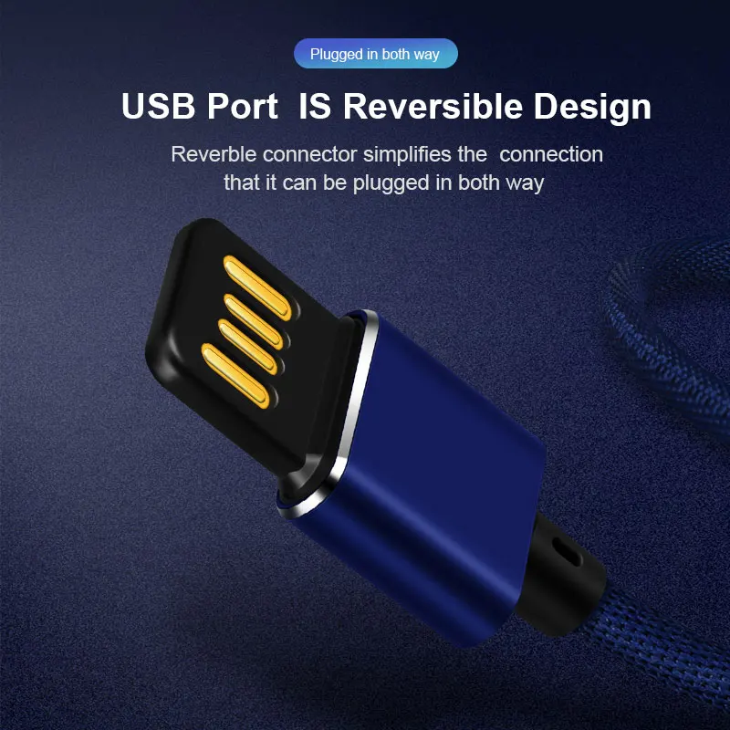 Coolreall عكسها USB مايكرو كابل 2.4A الهاتف سريع المصغّر USB كبل شحن لسامسونج Xiaomi شاحن هاتف محمول يعمل بنظام تشغيل أندرويد كابل بيانات