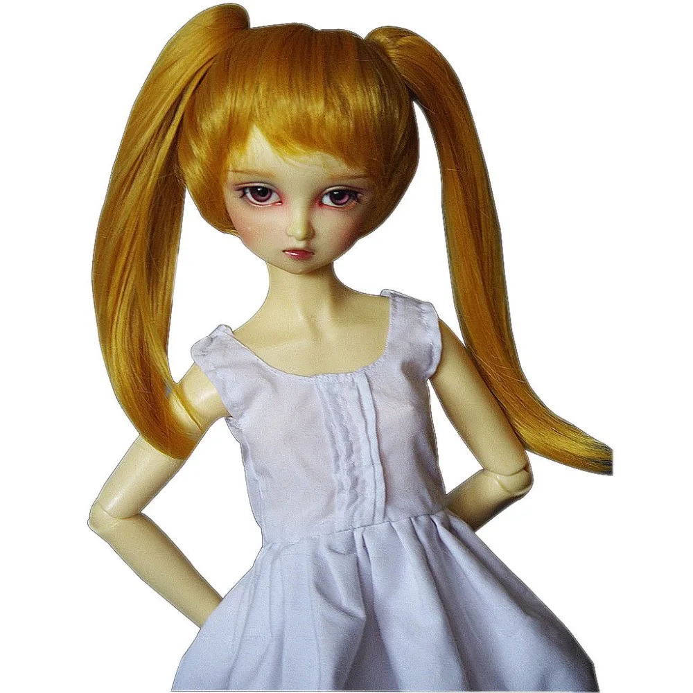 

[wamami] 97# Gold Straight Short Wig With 2 Pin For 1/3 SD AOD DOD DZ BJD Dollfie 8"-9"