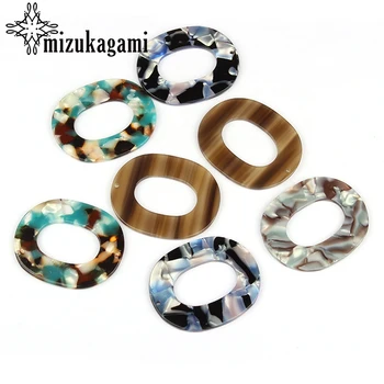 

50*41mm 6pcs/lot Acetic Acid Resin Charms Pendant Hollow Oval Shape Charms Pendant For DIY Jewelry Earrings Making Accessories