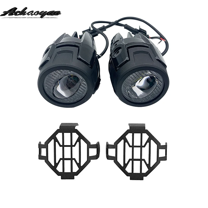  1 Pair 40W LED Auxiliary Lamp Fog Driving Light Kits with Protect Guards Wiring Harness for Motorcy - 33031033870