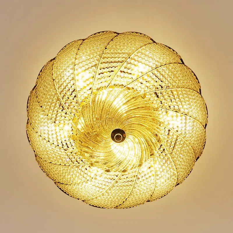 Светодиодный потолочный светильник с золотыми хрустальными бусинами для спальни, благородная форма цветка, потолочный светильник для гостиной, отеля, кабинета, потолочные светильники