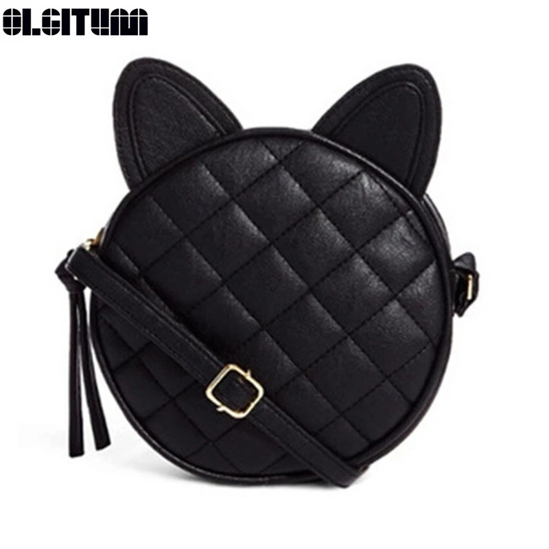 OLGITUM 2017 Hot Sale Women Fashion Cat Ear Rhombus Rivet Messenger Bags One Shoulder Mini Cross