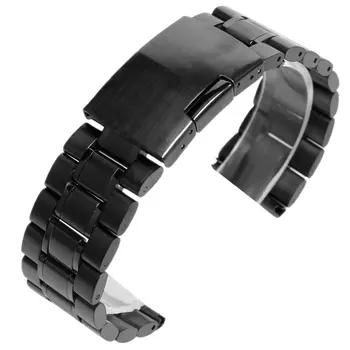 

18mm 20mm 22mm Black Solid Stainless Steel Watch Band Strap Bracelets For Men Wrist Watches Watchband Replacement + 2 Spring Bar