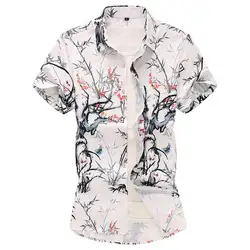 Мужская одежда Рубашки Плюс Размер растительные цветы гавайская рубашка бамбуковая Блузка мужская с коротким рукавом Блузка мужская