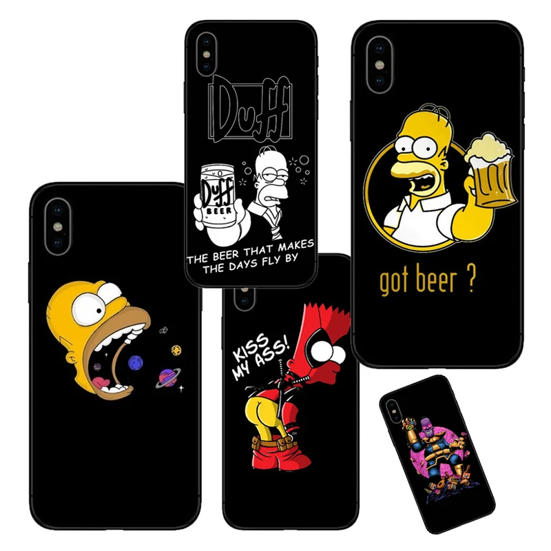 

Kuliai Homersimpson soft silicone black TPU case for iPhone 5 5s SE 6 6s 7 8 PLUS X XR XS MAX for iphone 5 6 7 8 X shells
