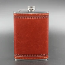 2016 9 unze Edelstahl Flachmann Tragbaren Outdoor Camping Whisky Krug Pu-leder B791