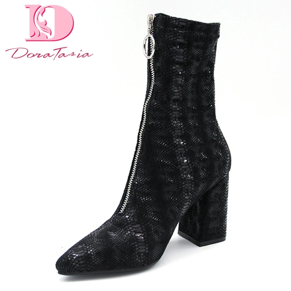 

DoraTasia 2018 Brand best quality customized big size 34-43 Woman ankle boots Sexy High Heel zip up Women's Shoes