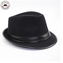Крутая Мужская Шляпа Fedora Летняя Джаз бейсболка с меховым помпоном для мужчин Классические танцевальные зимние шерстяные шапки джентльмен черный fedora