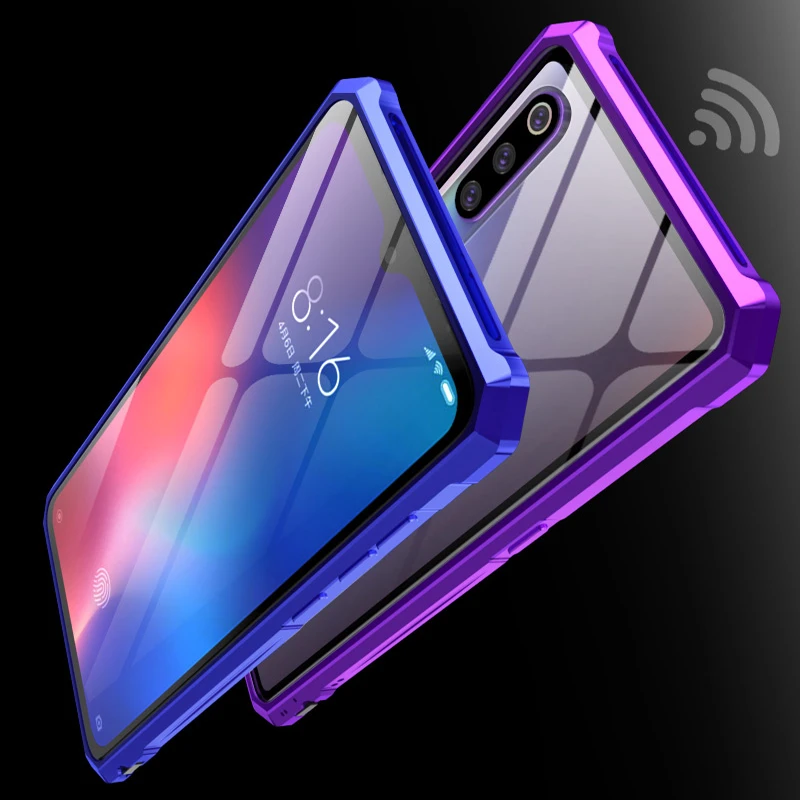 Роскошный металлический чехол для телефона Xiaomi mi 9 с прозрачным стеклом H задняя