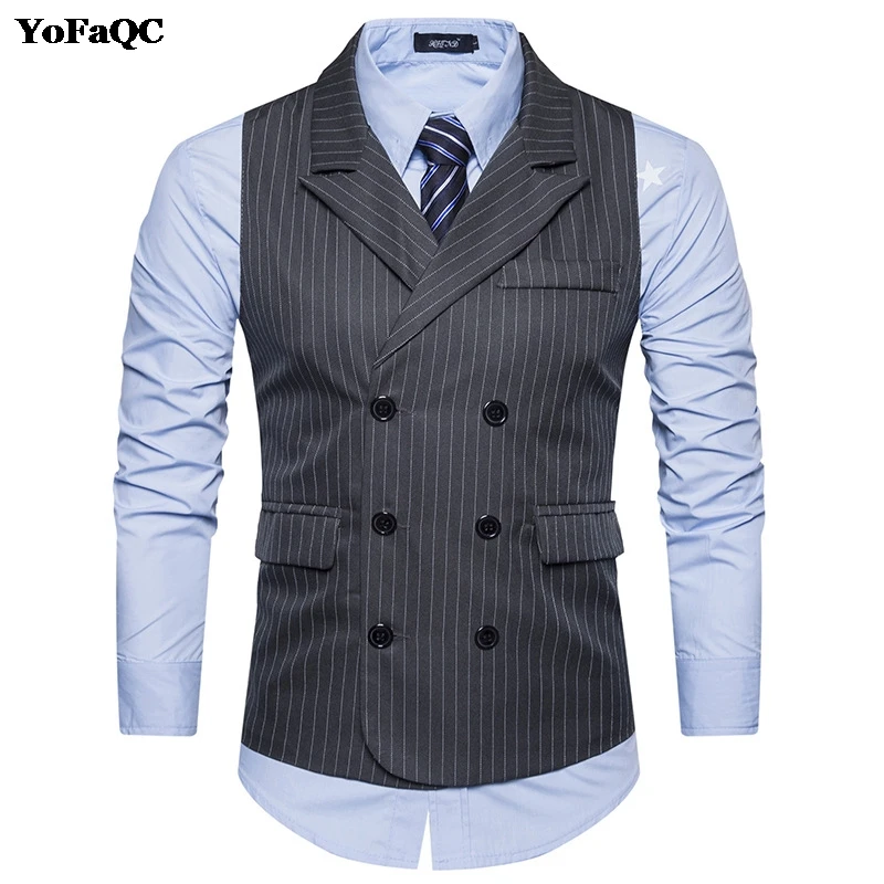 fashion style four seasons can wear men's stripe Double button suit