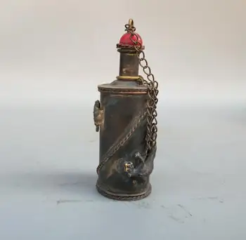 

China antique Pure brass carving dragons Snuff bottles