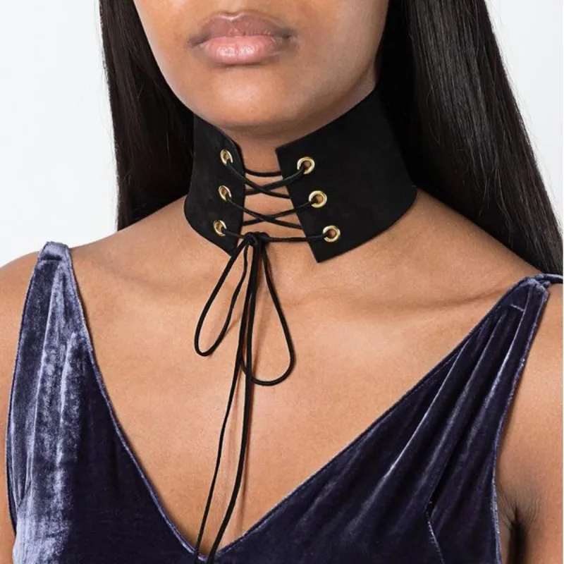 Buy Vintage trendy laced collar Sexy Lace Up Fashion