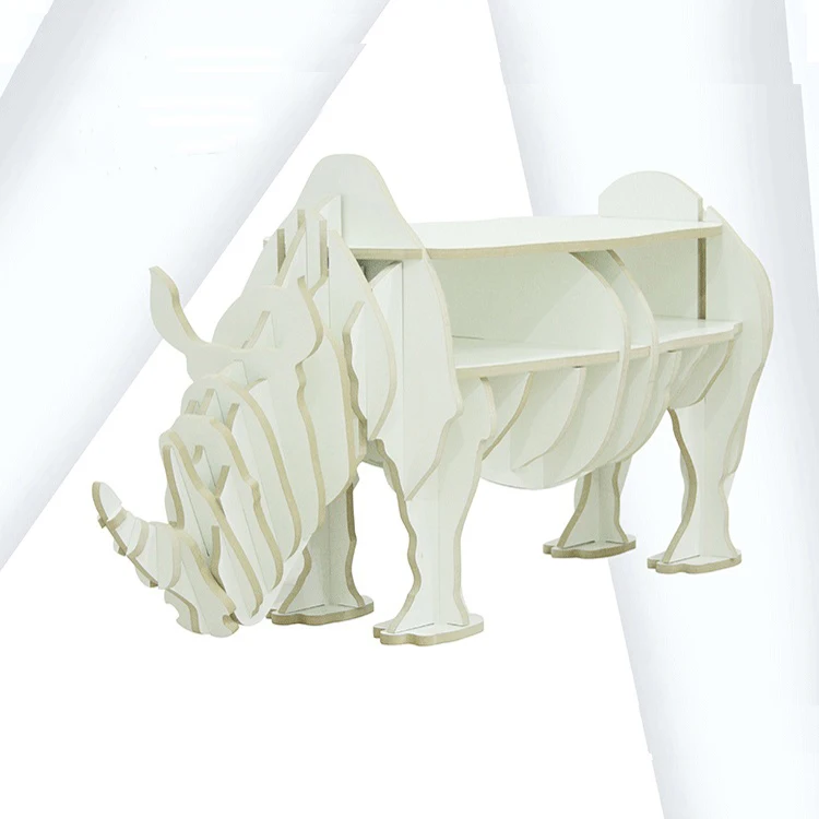 1 set 47*19 Inch MDF DIY Assemble Wooden Rhinoceros Table Bookshelf Cabinet House Furniture