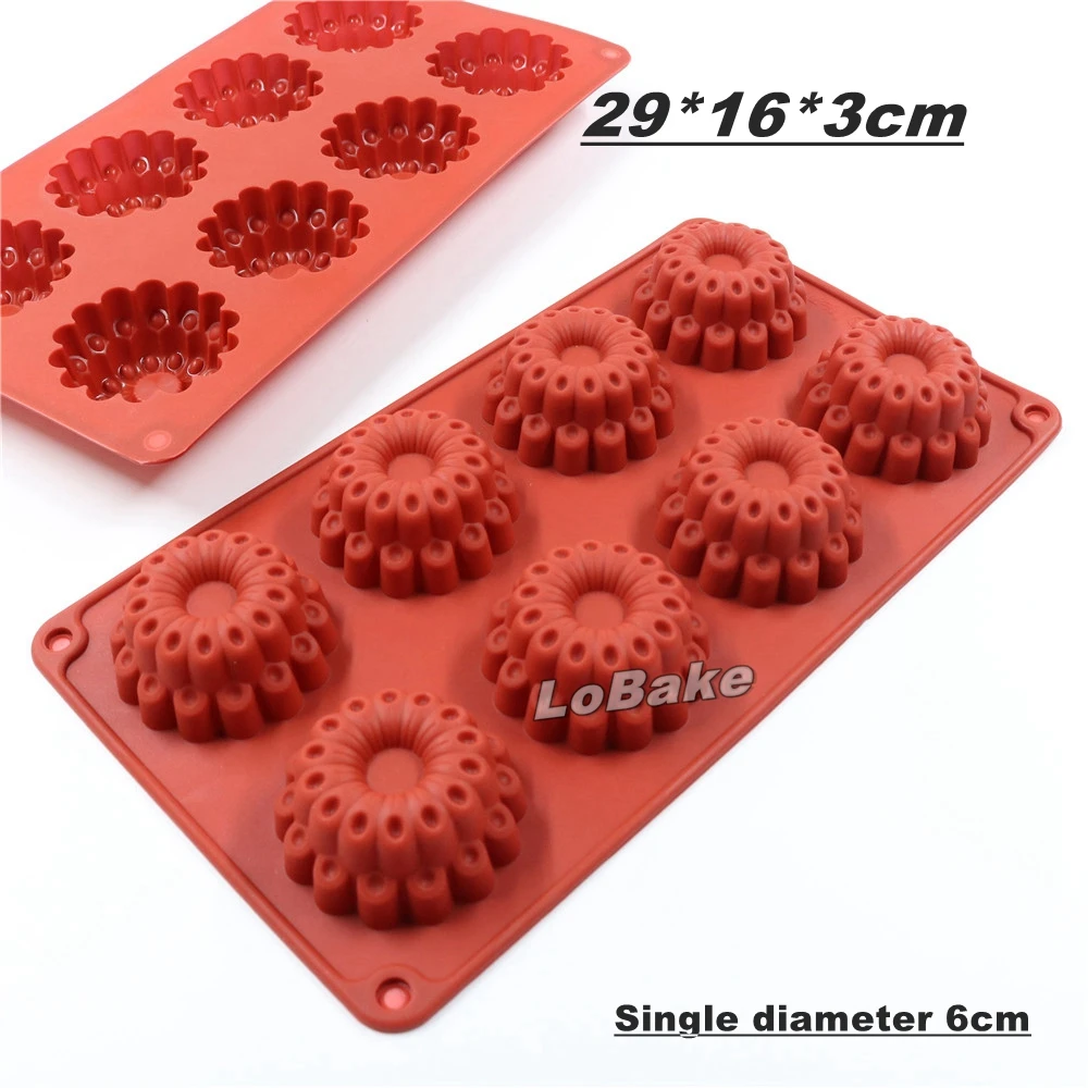 

8 cavities 6cm diameter peacock flower shape silicone cake mold soap moldes chocolate fondant pudding jelly DIY bakery supplies