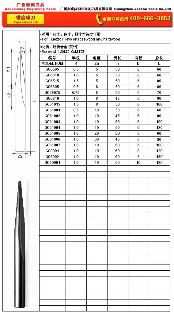 6*30H* R1.0* 10Degree* 80L гравировальный станок с ЧПУ для рекламы/Деревообрабатывающий станок