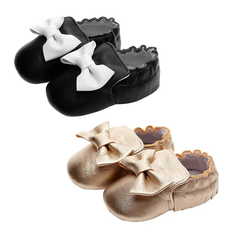 

Fashion PU Leather Baby Girls First Walkers Spring Autumn Shoes Bowknot Tassel Decor Prewalker Comfortable Soft Sole Baby Shoes
