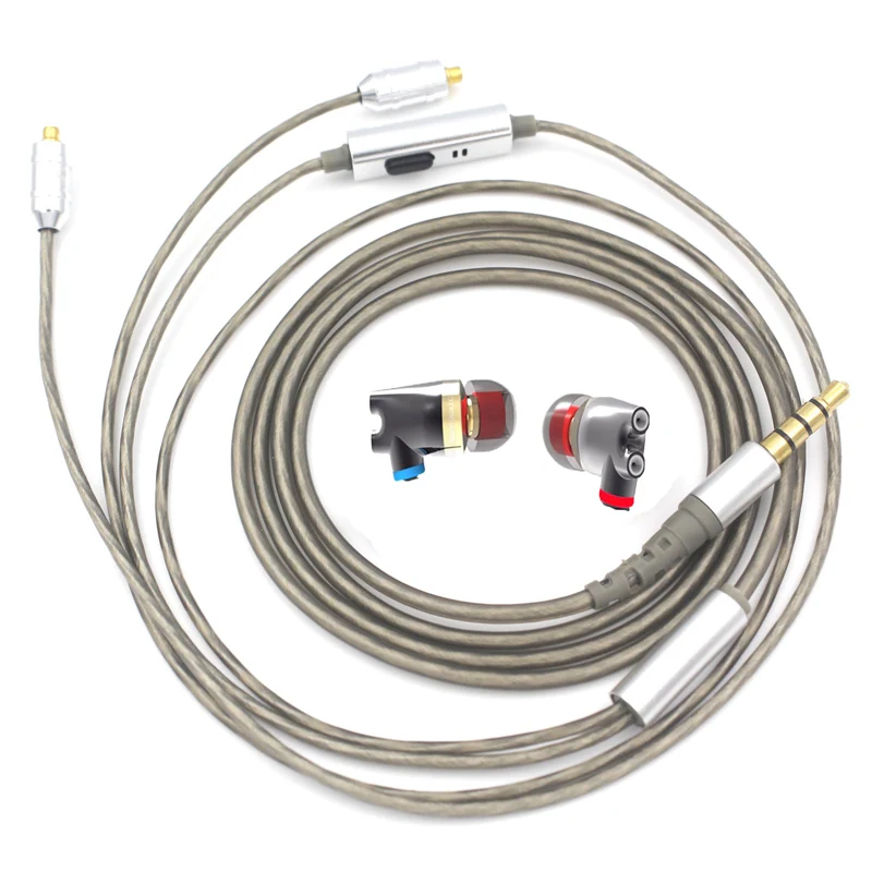 Pizen Senfer DT2 PLUS ie800 для телефона Dynamic 2BA Hybrid Drive керамические HIFI наушники в ухо с микрофоном ie80 ie8 MMCX кабель SE215 - Цвет: Grey cable with Mic