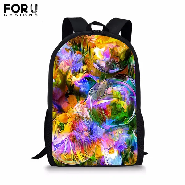 CDYH0674C FORUDESIGNS Customize 16 inch Backpack for Teenager Girls Boy Colorful Flower Print School Bag Children's BookBag Student Pleca - Цвет: CDYH0674C