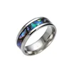 8mm Abalone Shell stainless steel rings Engagement Ring Rainbow Rippled Abalone Inlay Stainless steel ring ► Photo 2/4