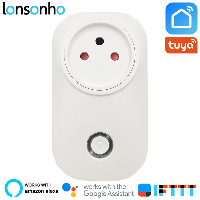 

Lonsonho Israel Smart Plug Wifi Smart Socket 16A 3 Pin with Ground Tuya Smart Life App Works With Alexa Google Home